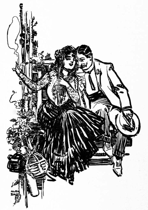 Women & Wine is drawn by Alek Sass from THE WAYS OF MANY WATERS, by Edwin J. Brady, published by The Walter Scott Publishing, Co., London, UK, © 1909, p. 138.